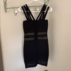 BEBE BODYCON DRESS, MESH DETAILING, SIZE SMALL